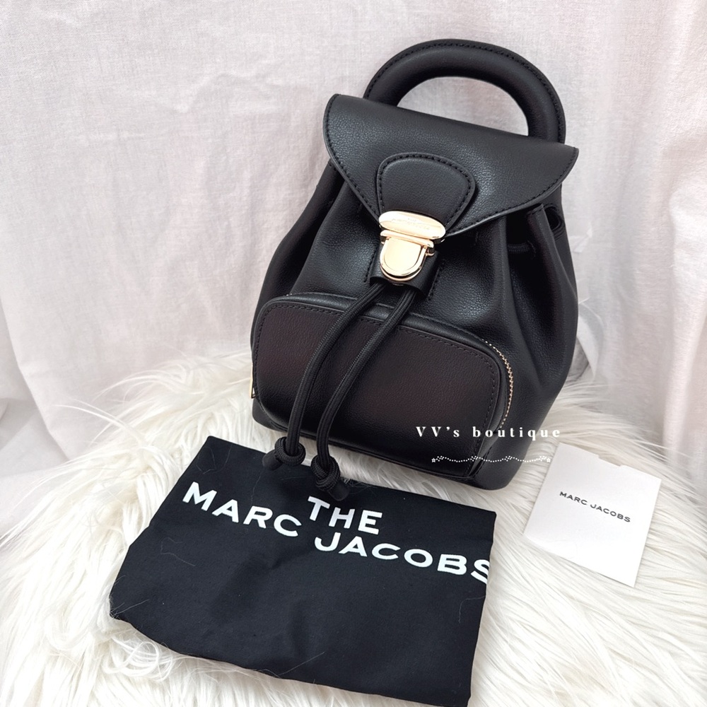 NWT Marc Jacobs The Bubble Backpack Black Leather Push Lock M0016608 RARE